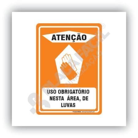 Placa de Sinalização Obrigatório o Uso de Luvas