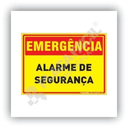 Placa Emergência Alarme de Segurança