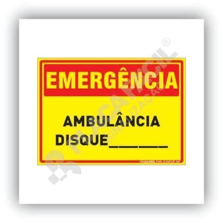 Placa Emergência Ambulância Disque