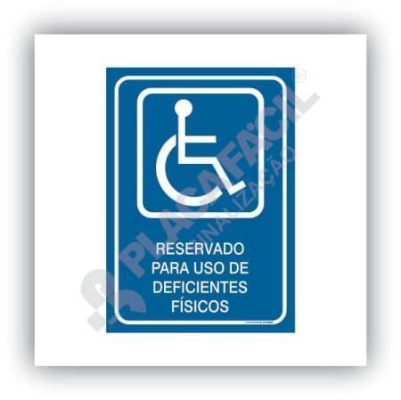 Placa Reservado Para Deficientes Físicos