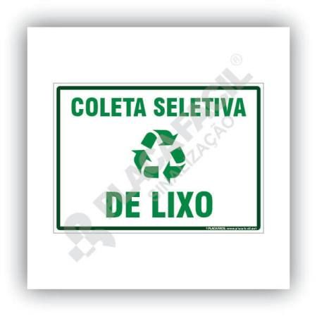 Placa De Sinalização Coleta Seletiva de Lixo