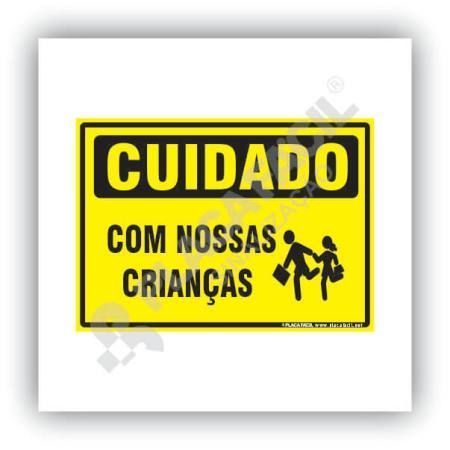 Placa De Sinalização Cuidado Crianças