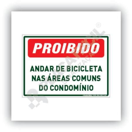 Placa Proibido Andar de Bicicletas nas Áreas Comuns