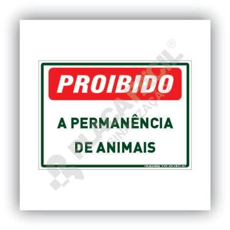 Placa Proibido Permanência de Animais