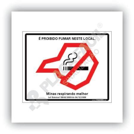 Placa Sinalização Proibido Fumar Minas Gerais